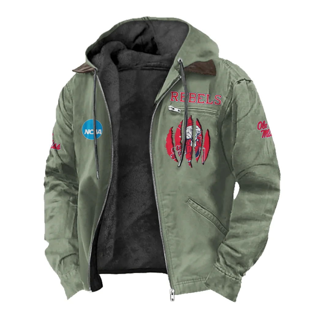 Ole Miss Flannel Hoodie, Warm Fan Flannel Hoodie HVN1449OM - Light Green - Image 2