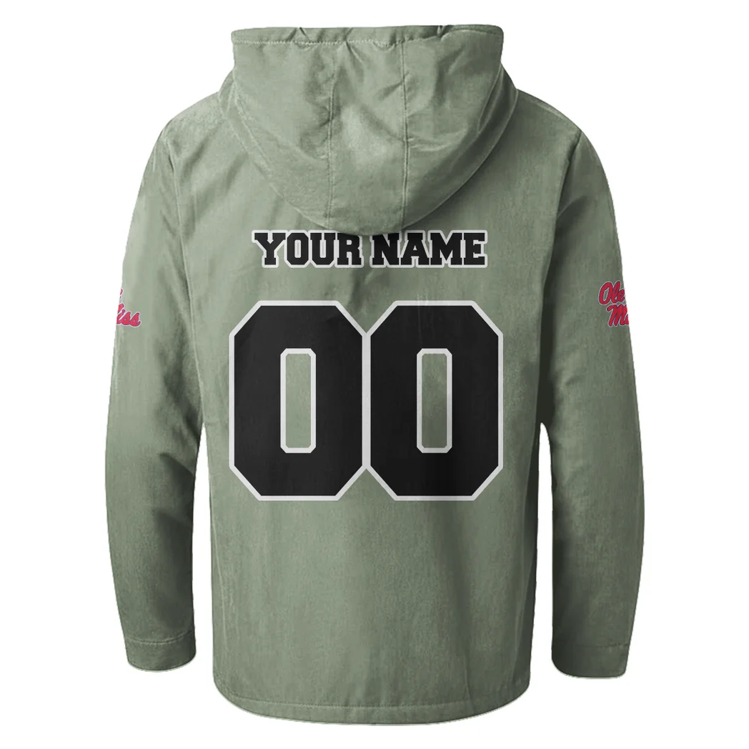 Ole Miss Flannel Hoodie, Warm Fan Flannel Hoodie HVN1449OM - Light Green - Image 3