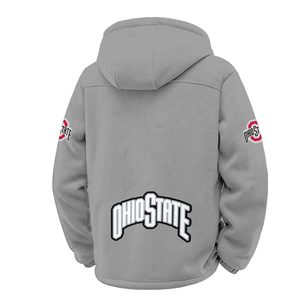 The Ohio State Elite Winter Fleece Jacket, Heavyweight Plush Fleece HVN1449OS - Grey - Image 3