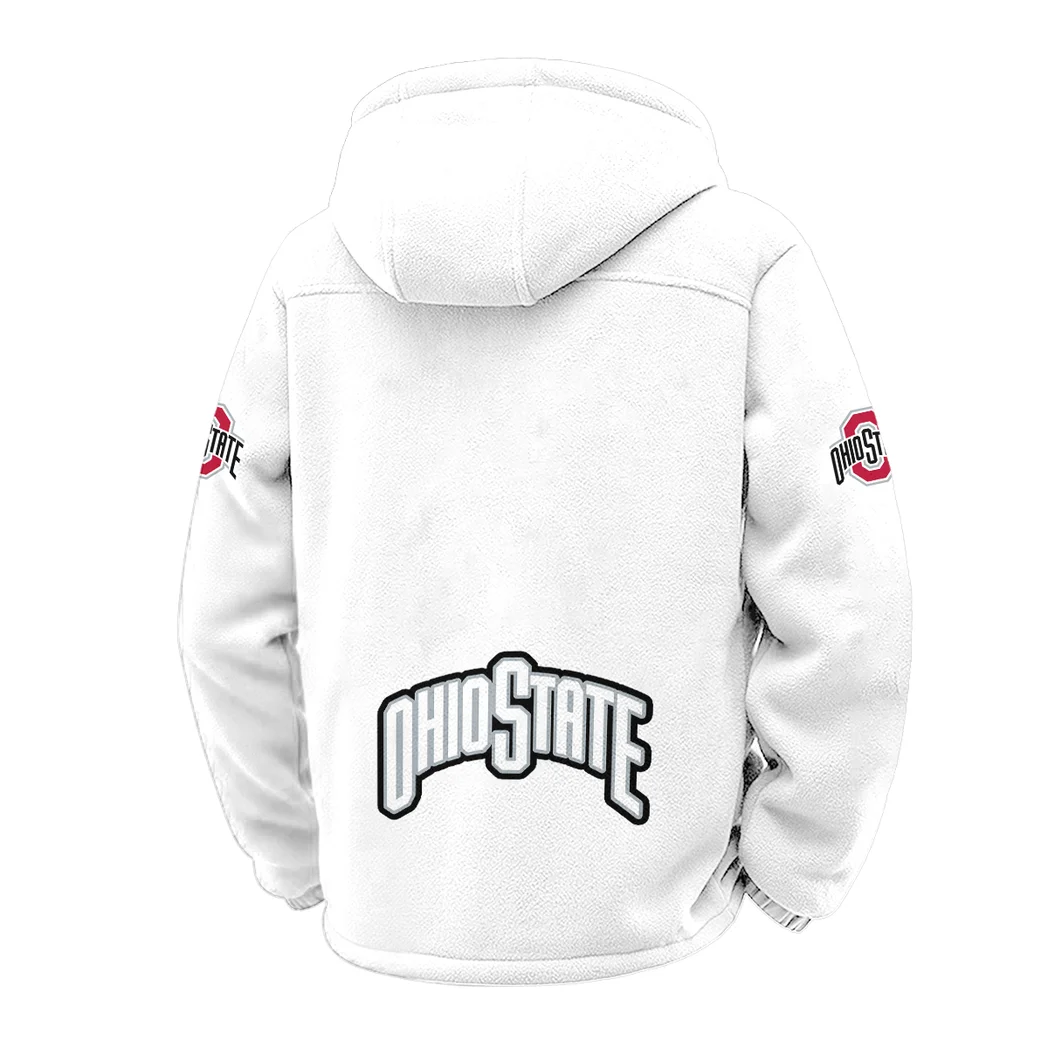 The Ohio State Elite Winter Fleece Jacket, Heavyweight Plush Fleece HVN1449OS - White - Image 3