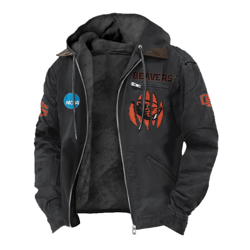 The Beaver Nation Flannel Hoodie, Athletic Lifestyle Fan Hoodie HVN1449OS - Black - Image 2