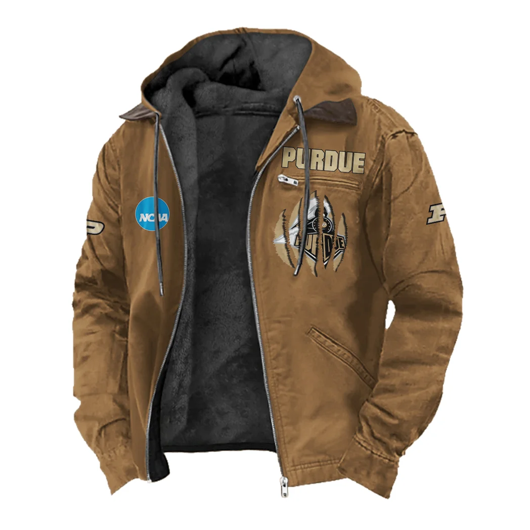 The Purdue Pride Flannel Hoodie, All-Season Fan Hoodie HVN1449PB - Camel - Image 2
