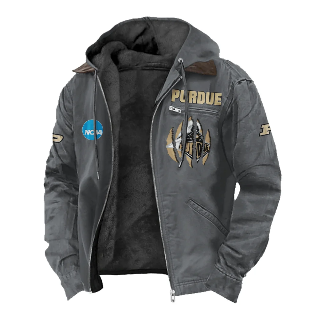 The Purdue Pride Flannel Hoodie, All-Season Fan Hoodie HVN1449PB - Gray - Image 2