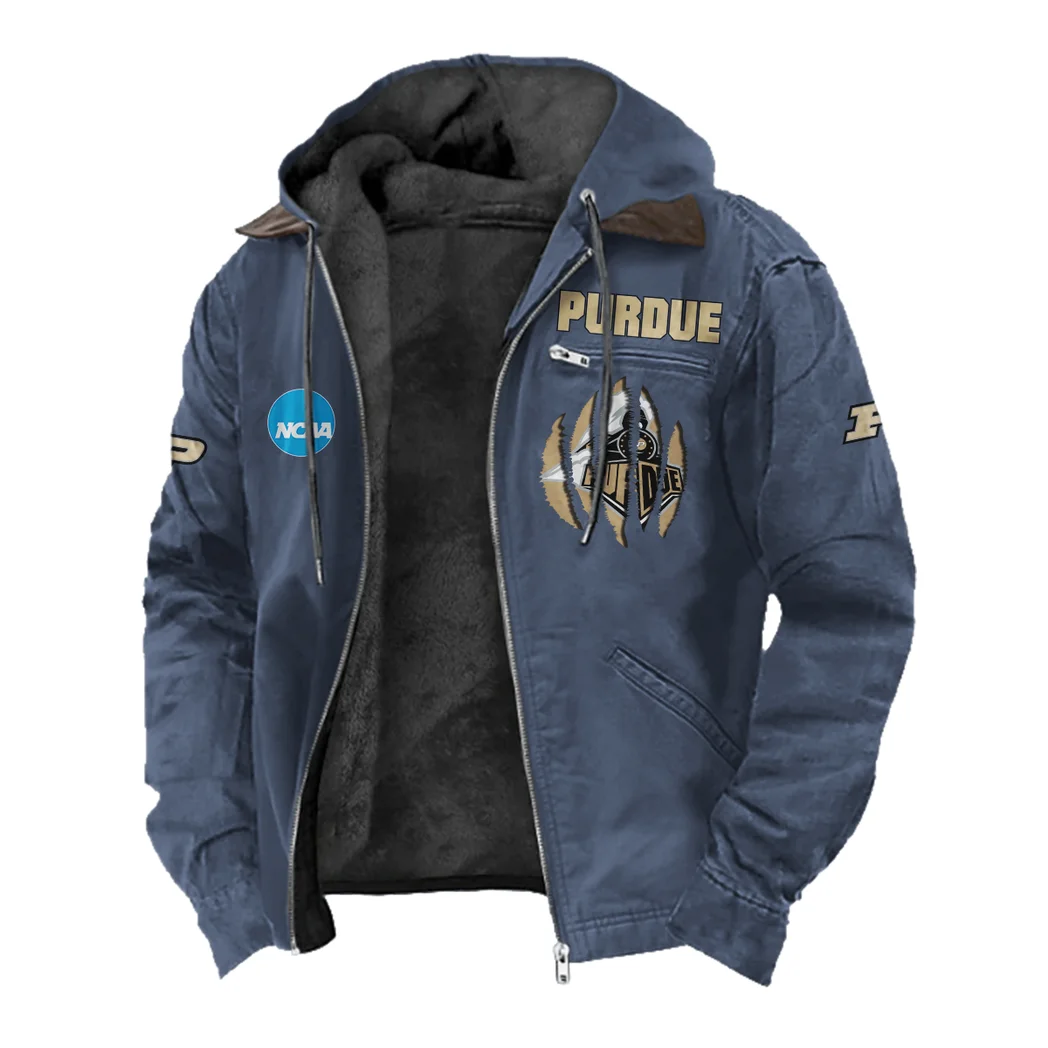 The Purdue Pride Flannel Hoodie, All-Season Fan Hoodie HVN1449PB - Navy Blue - Image 2