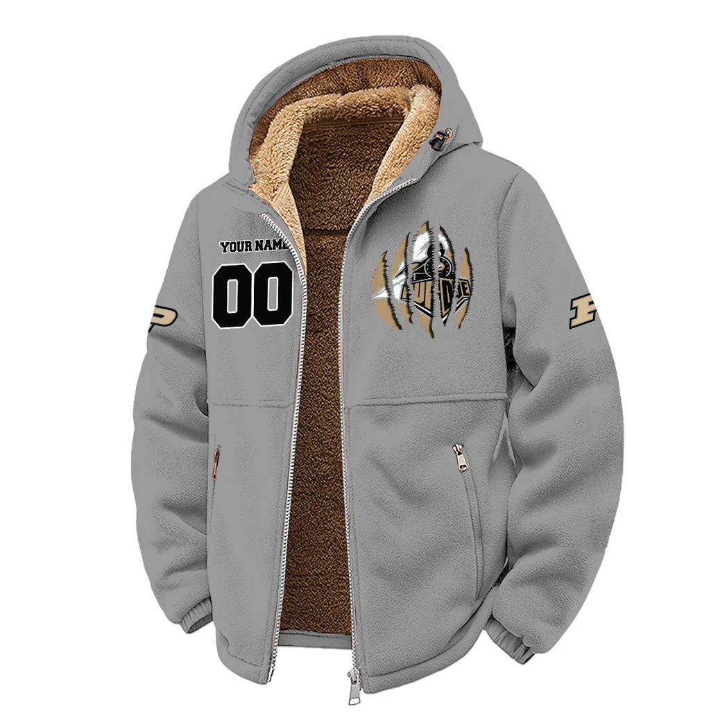 The Purdue Pride Winter Fleece Jacket, Anti-Pill Thermal Fleece HVN1449PB - Grey - Image 2