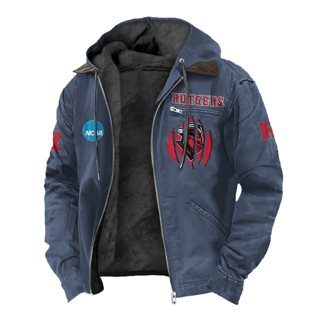 The Rutgers Pride Flannel Hoodie, Loyal Supporter Sport Hoodie HVN1449RS - Navy Blue - Image 2
