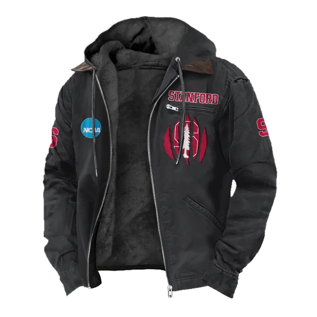 The Stanford Spirit Flannel Hoodie, Fan Pride Hooded Flannel HVN1449SC - Black - Image 2
