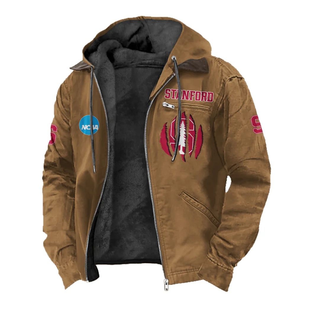 The Stanford Spirit Flannel Hoodie, Fan Pride Hooded Flannel HVN1449SC - Camel - Image 2