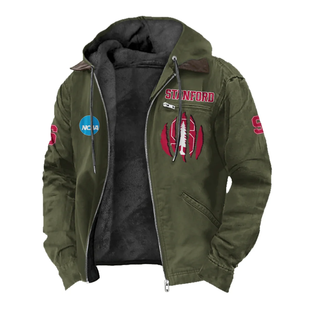 The Stanford Spirit Flannel Hoodie, Fan Pride Hooded Flannel HVN1449SC - Green - Image 2