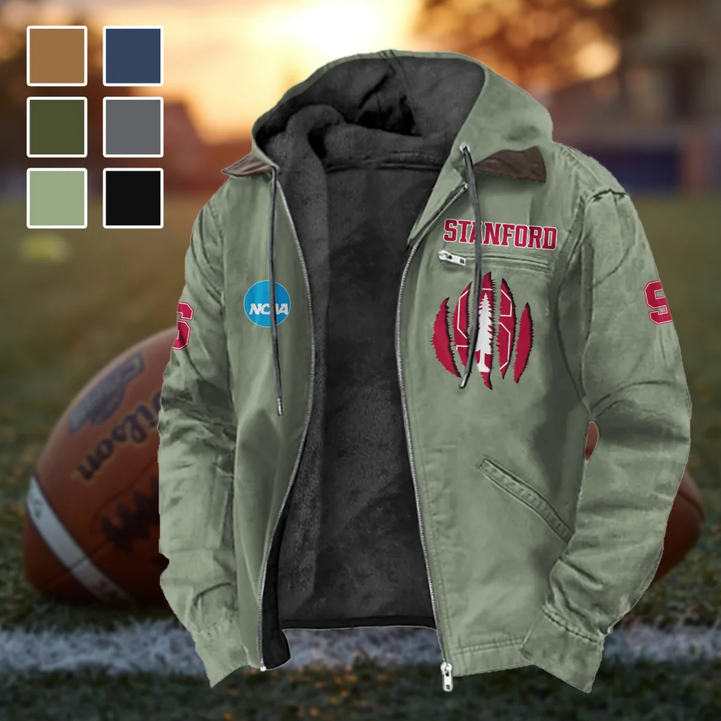 The Stanford Spirit Flannel Hoodie, Fan Pride Hooded Flannel HVN1449SC - Light Green