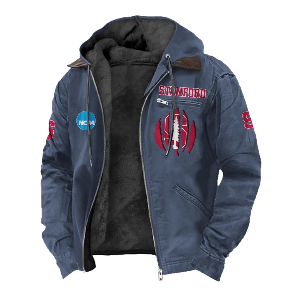 The Stanford Spirit Flannel Hoodie, Fan Pride Hooded Flannel HVN1449SC - Navy Blue - Image 2