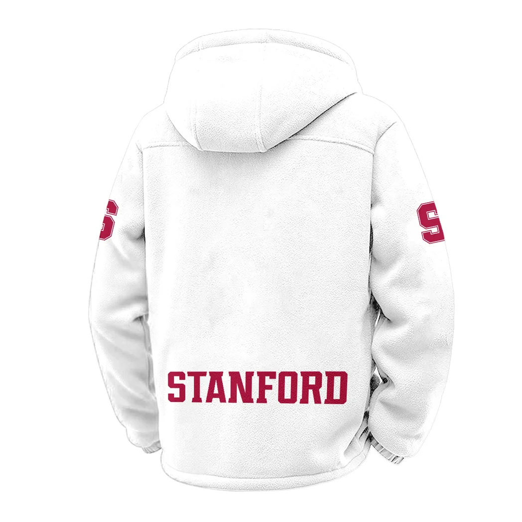 The Stanford Spirit Winter Fleece Jacket, Sherpa Lined Winter Fleece HVN1449SC - White - Image 3