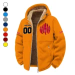 The Mustang Elite Winter Fleece Jacket, Extreme Cold Fleece Coat HVN1449SM - Orange