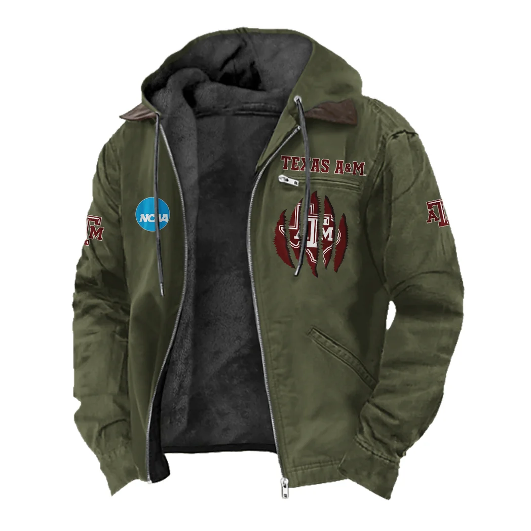The Aggies Flannel Hoodie, Sport Vibe Hooded Flannel HVN1449TA - Green - Image 2