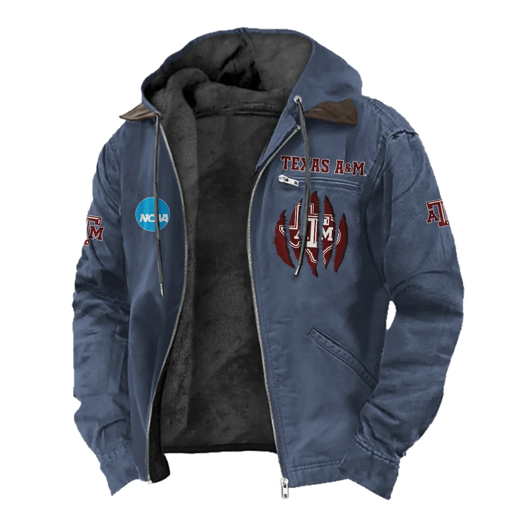 The Aggies Flannel Hoodie, Sport Vibe Hooded Flannel HVN1449TA - Navy Blue - Image 2