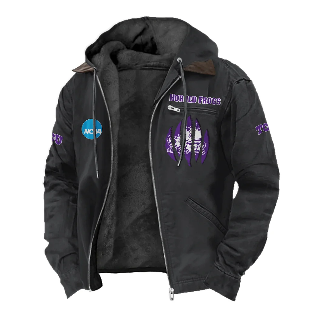 The TCU Power Flannel Hoodie, Cold Game Day Hoodie HVN1449TC - Black - Image 2