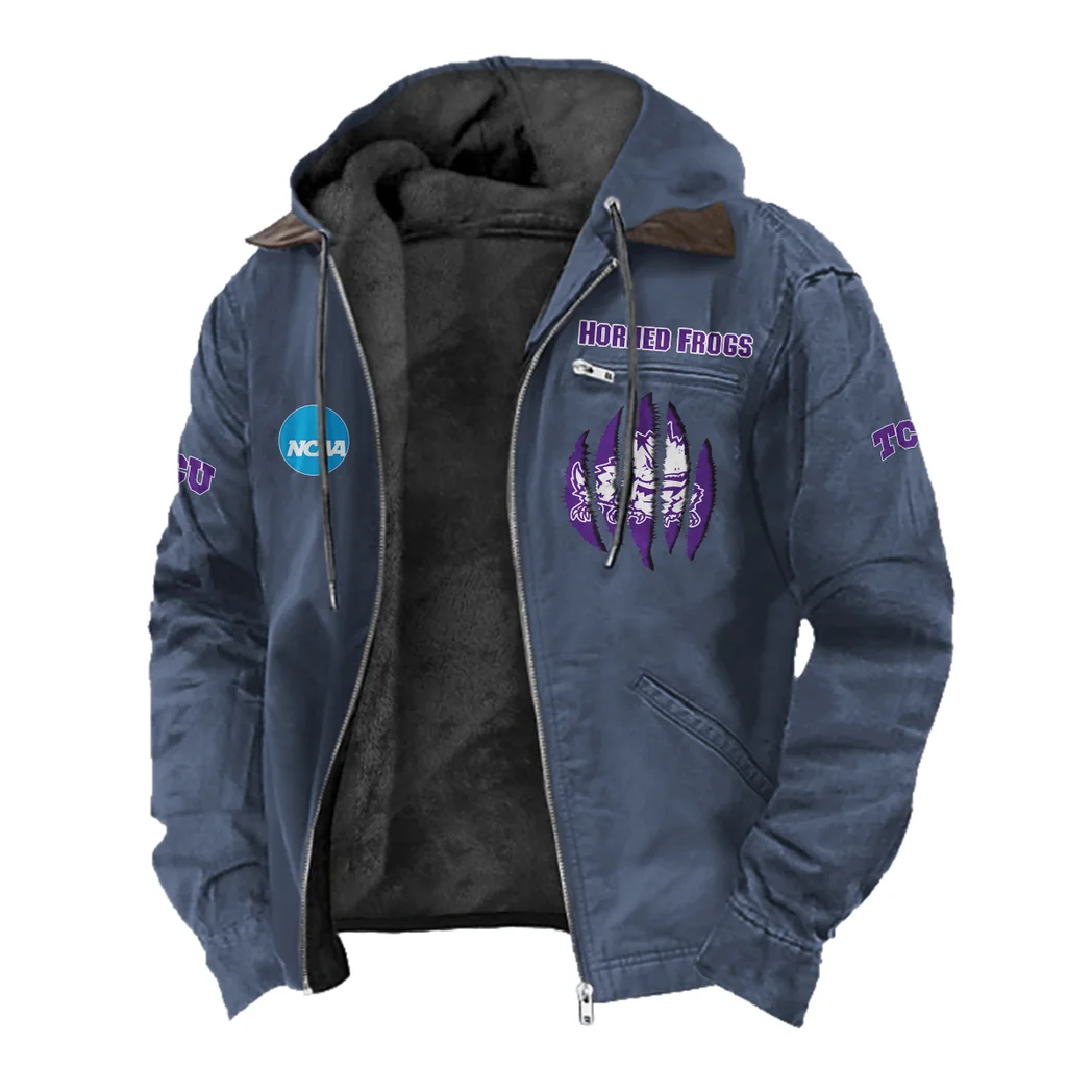 The TCU Power Flannel Hoodie, Cold Game Day Hoodie HVN1449TC - Navy Blue - Image 2