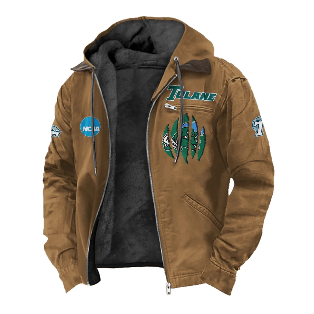 The Green Wave Flannel Hoodie, Supporter Spirit Hooded Flannel HVN1449TG - Camel - Image 2
