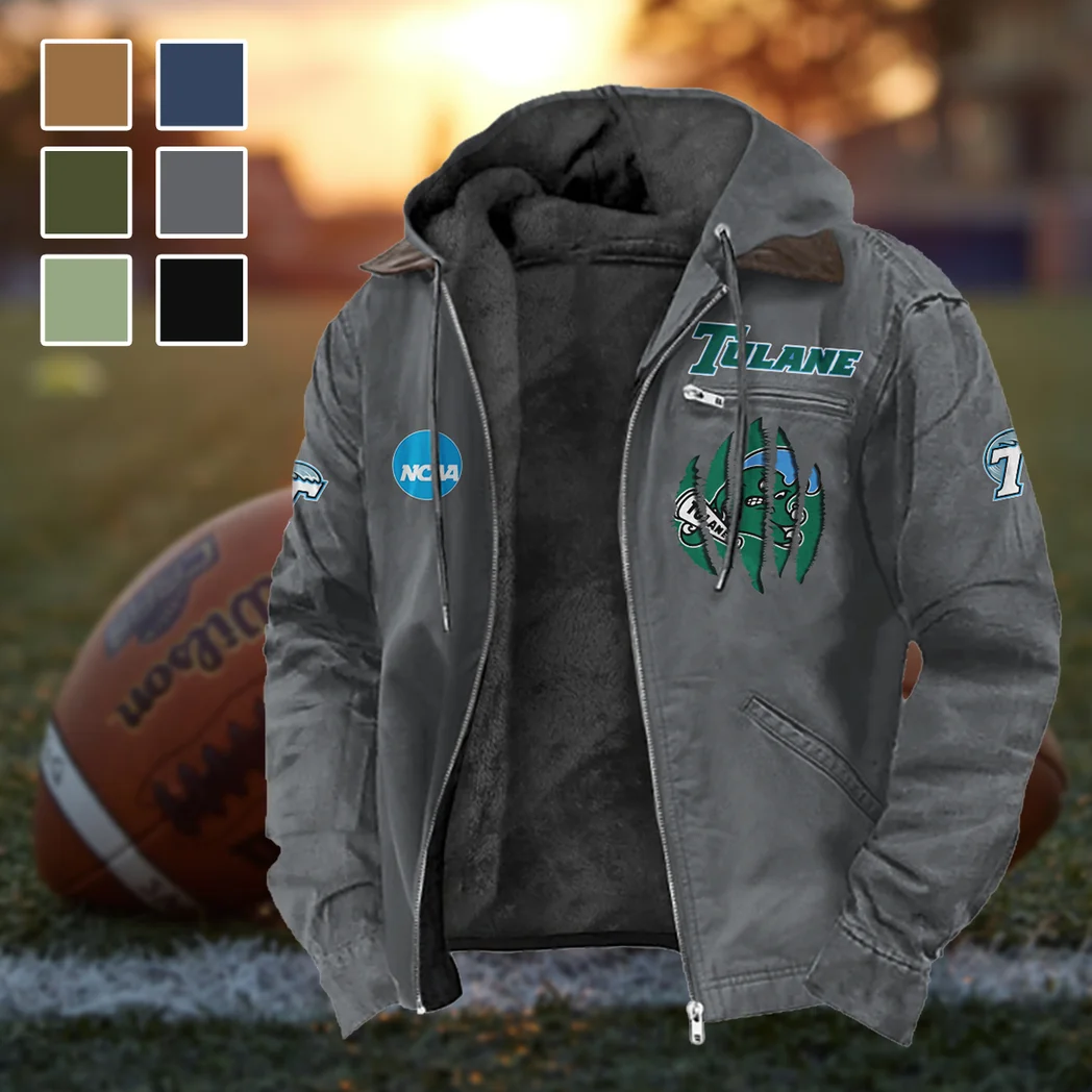 The Green Wave Flannel Hoodie, Supporter Spirit Hooded Flannel HVN1449TG - Gray