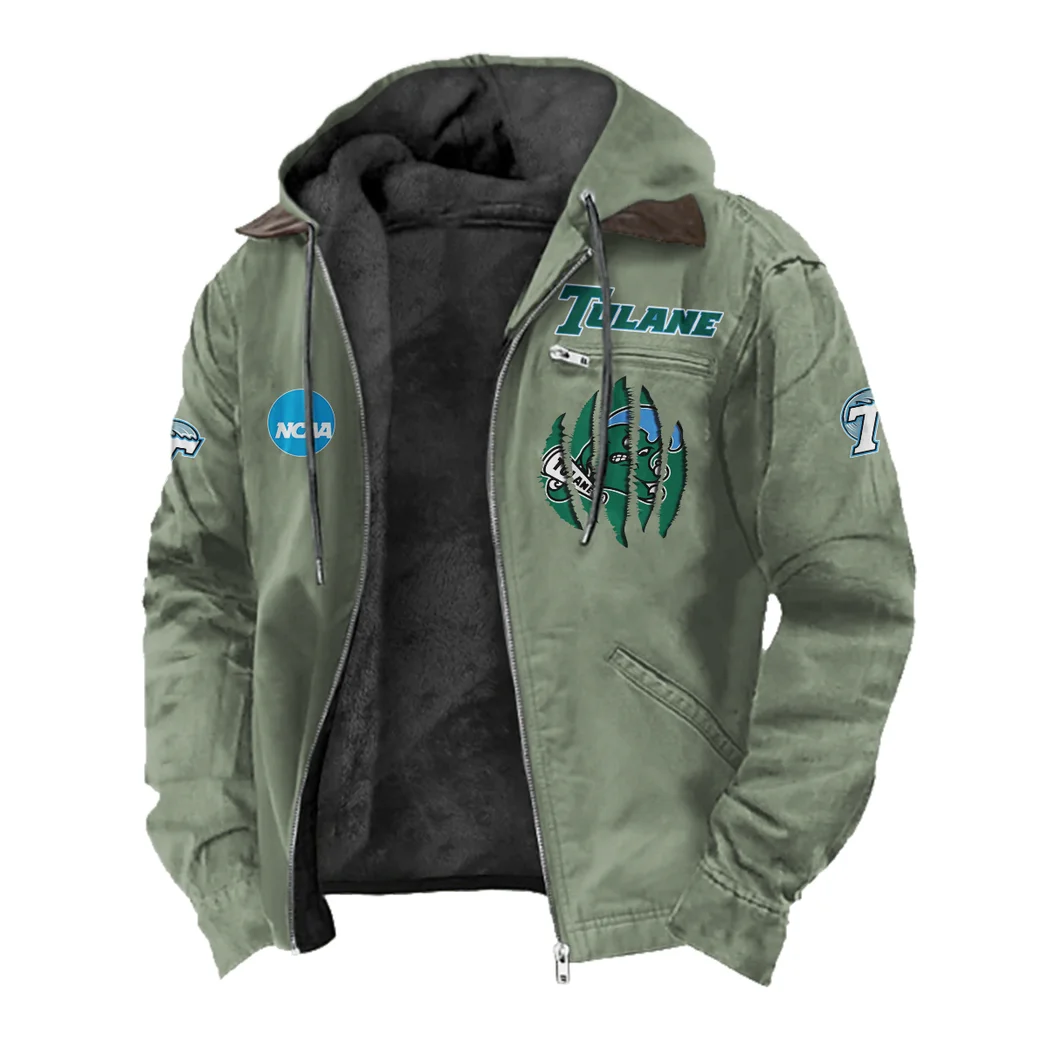 The Green Wave Flannel Hoodie, Supporter Spirit Hooded Flannel HVN1449TG - Light Green - Image 2
