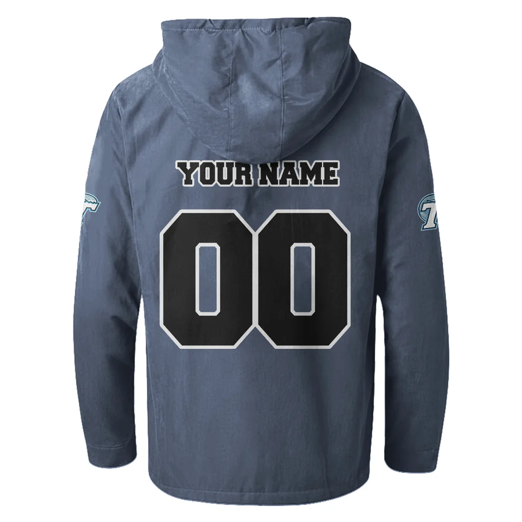 The Green Wave Flannel Hoodie, Supporter Spirit Hooded Flannel HVN1449TG - Navy Blue - Image 3