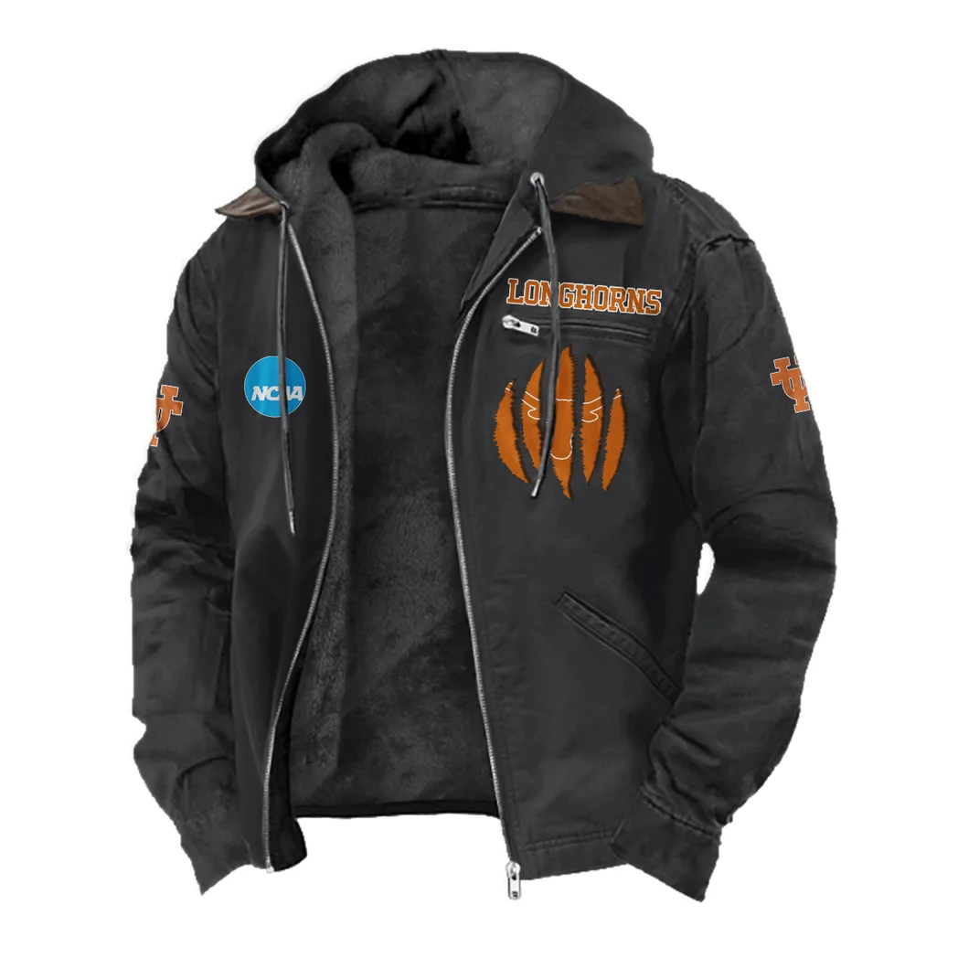 The Longhorn Pride Flannel Hoodie, Athletic Lifestyle Fan Hoodie HVN1449TL - Black - Image 2