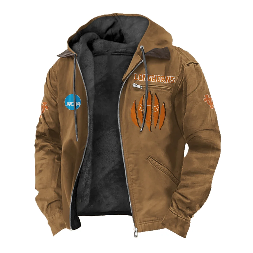 The Longhorn Pride Flannel Hoodie, Athletic Lifestyle Fan Hoodie HVN1449TL - Camel - Image 2
