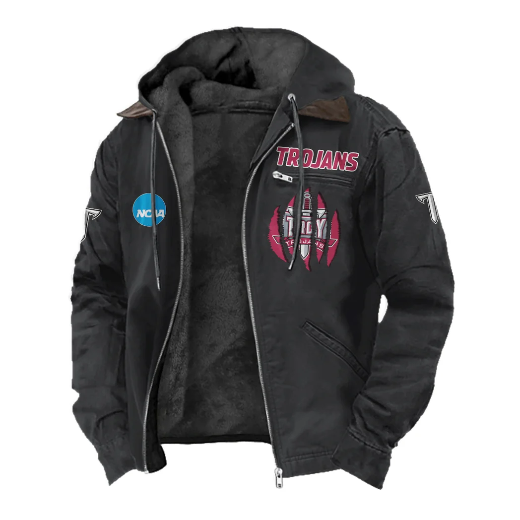 The Trojan Nation Flannel Hoodie, Fan Squad Flannel Hoodie HVN1449TT - Black - Image 2