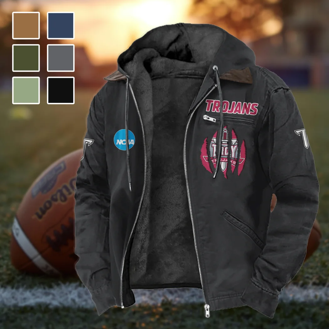 The Trojan Nation Flannel Hoodie, Fan Squad Flannel Hoodie HVN1449TT - Black