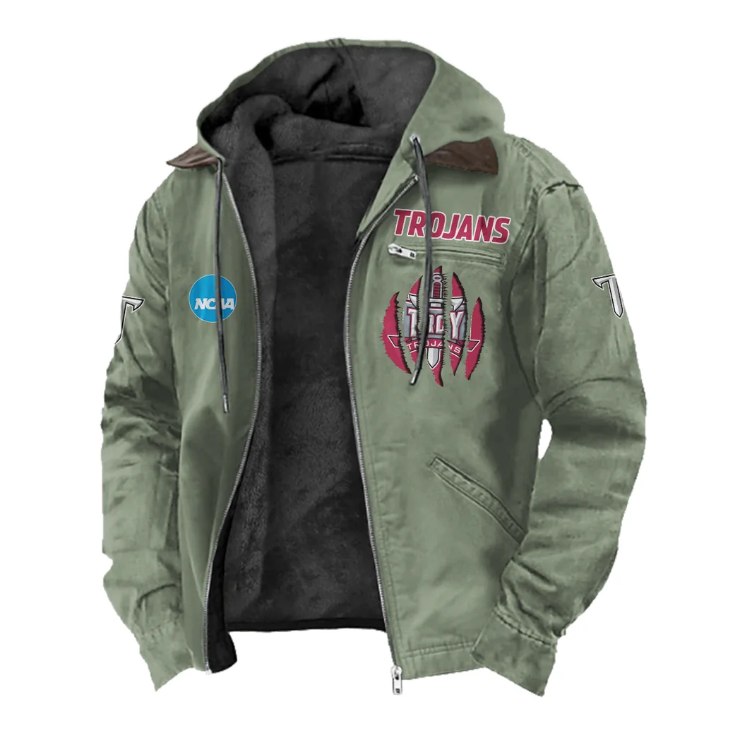 The Trojan Nation Flannel Hoodie, Fan Squad Flannel Hoodie HVN1449TT - Light Green - Image 2