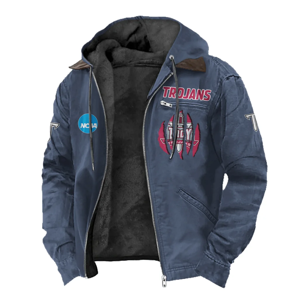 The Trojan Nation Flannel Hoodie, Fan Squad Flannel Hoodie HVN1449TT - Navy Blue - Image 2