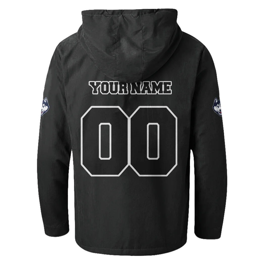 The Huskies Flannel Hoodie, Athletic Spirit Fan Hoodie HVN1449UC - Black - Image 3