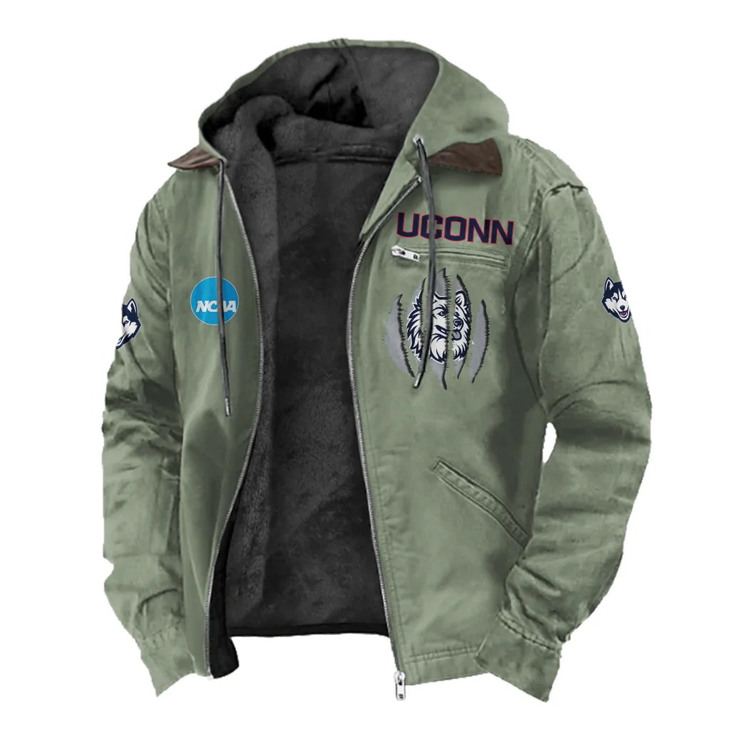 The Huskies Flannel Hoodie, Athletic Spirit Fan Hoodie HVN1449UC - Light Green - Image 2