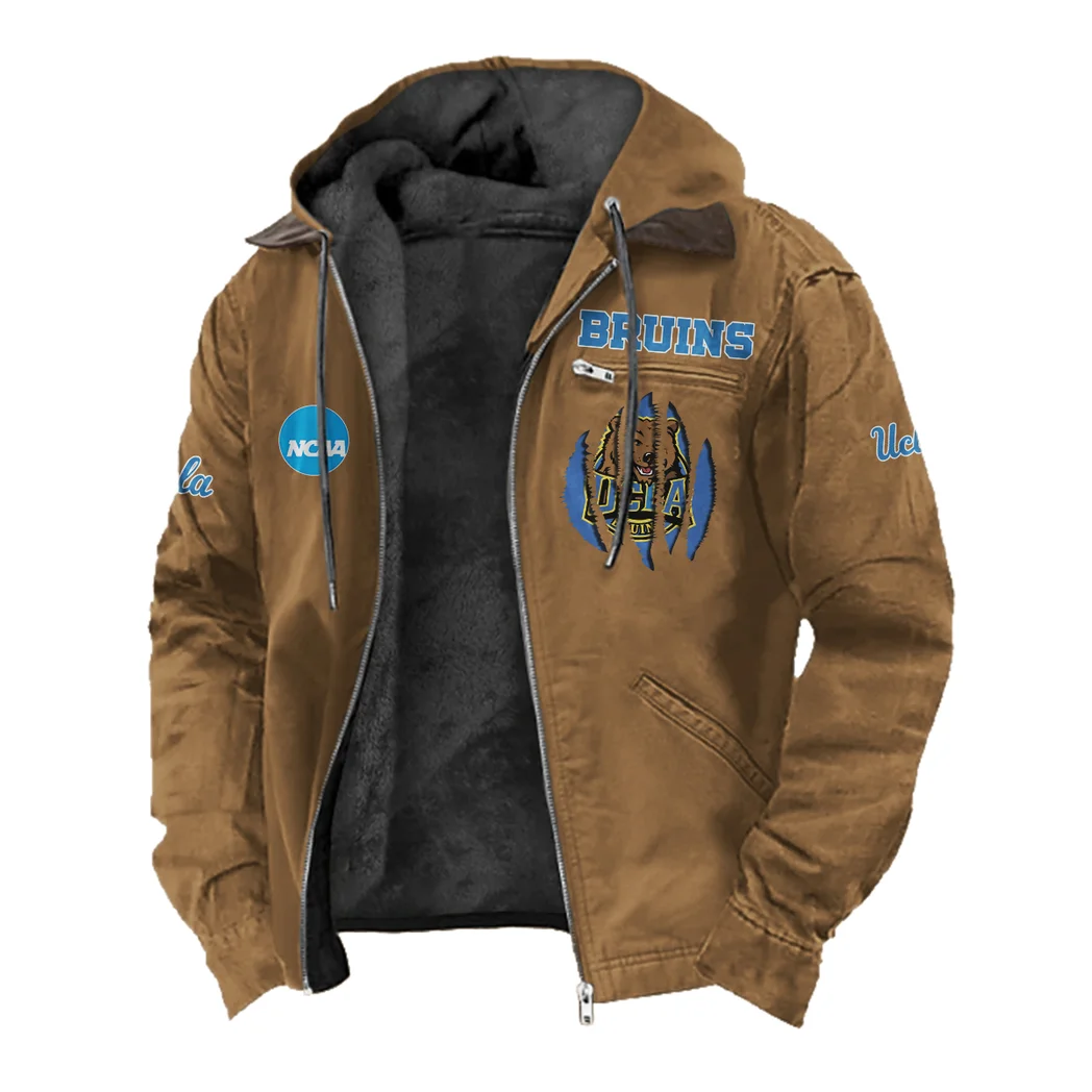 The Rebels Flannel Hoodie, Casual Sport Hooded Flannel HVN1449UN - Camel - Image 2