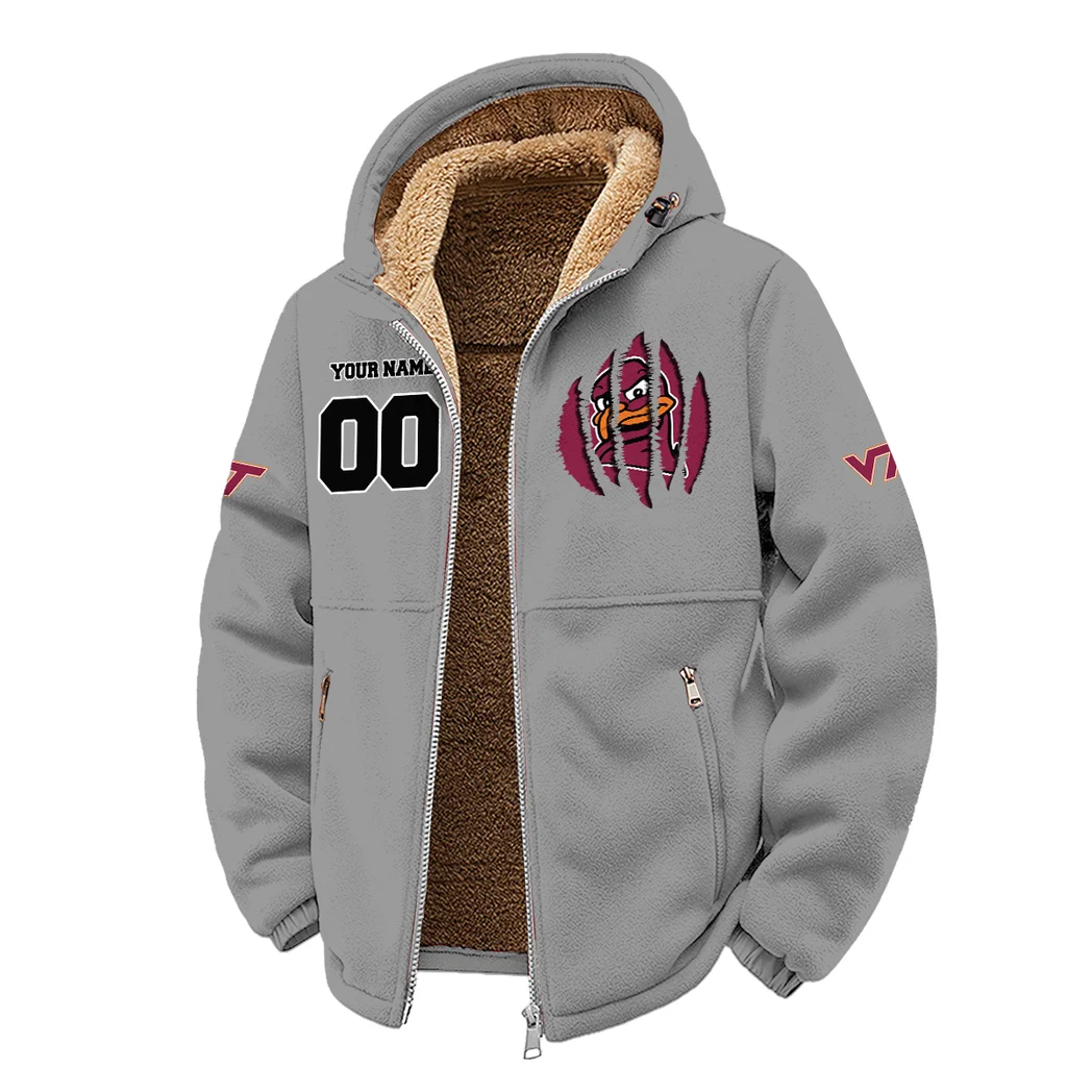 The Hokies Winter Fleece Jacket, Brushed Interior Winter Fleece HVN1449VT - Grey - Image 2