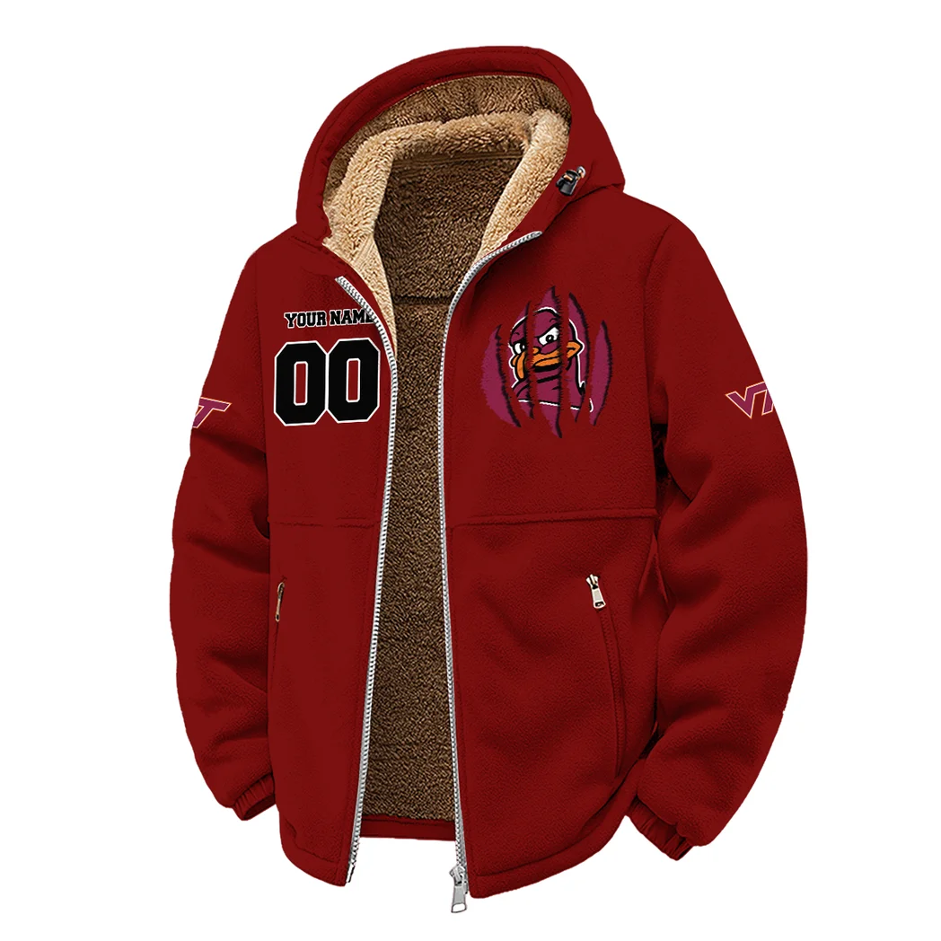 The Hokies Winter Fleece Jacket, Brushed Interior Winter Fleece HVN1449VT - Wine - Image 2