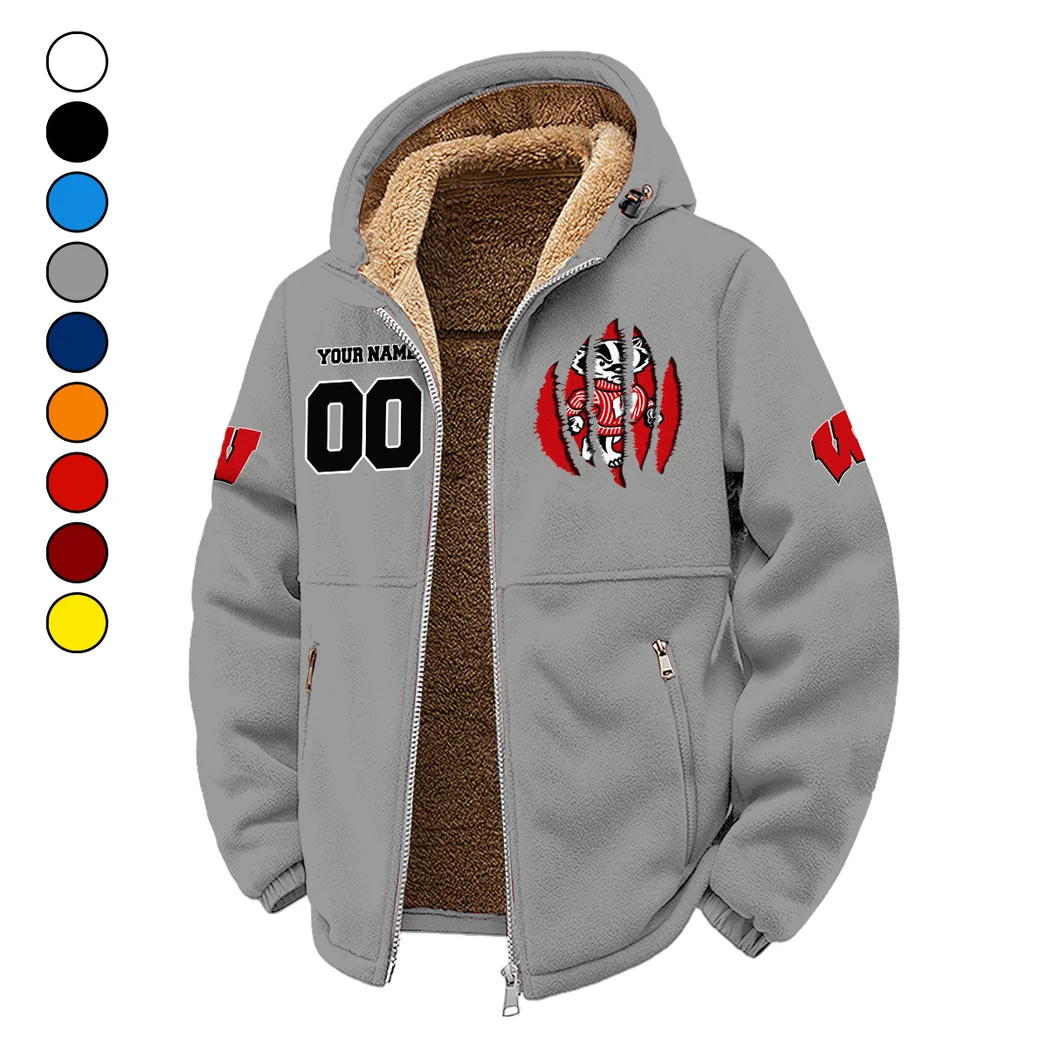 The Badger Nation Winter Fleece Jacket, Luxe Microfleece Pullover HVN1449WB - Grey