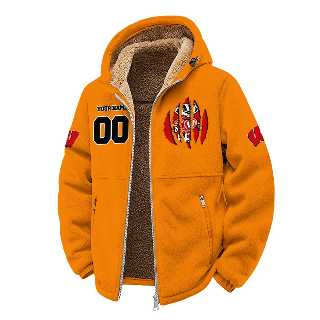 The Badger Nation Winter Fleece Jacket, Luxe Microfleece Pullover HVN1449WB - Orange - Image 2