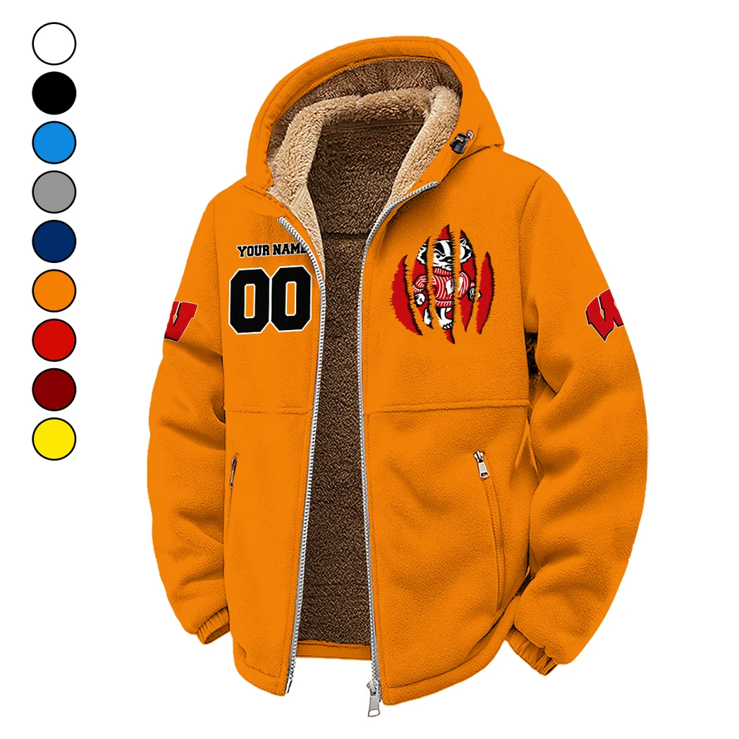 The Badger Nation Winter Fleece Jacket, Luxe Microfleece Pullover HVN1449WB - Orange