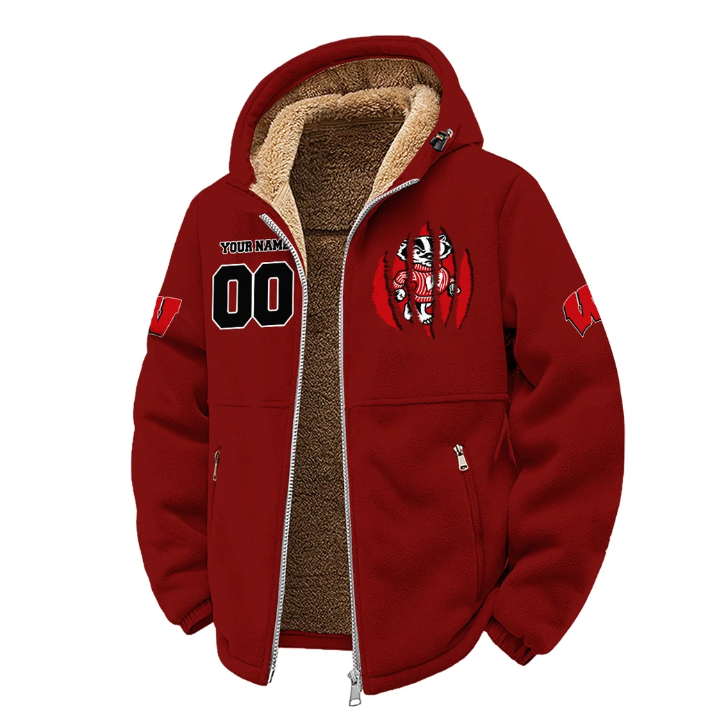 The Badger Nation Winter Fleece Jacket, Luxe Microfleece Pullover HVN1449WB - Wine - Image 2