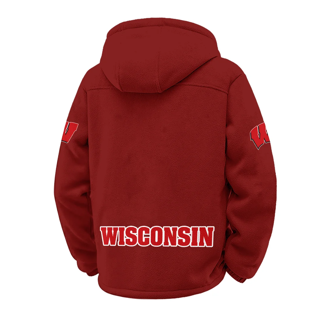 The Badger Nation Winter Fleece Jacket, Luxe Microfleece Pullover HVN1449WB - Wine - Image 3