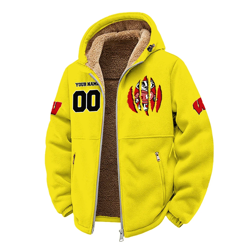The Badger Nation Winter Fleece Jacket, Luxe Microfleece Pullover HVN1449WB - Yellow - Image 2