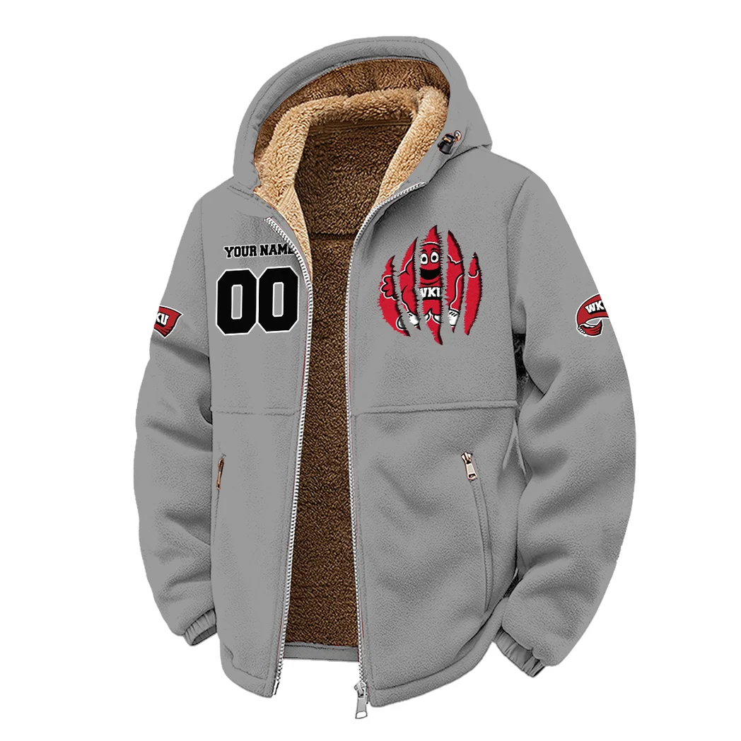 The WKU Elite Winter Fleece Jacket, Extreme Cold Fleece Coat HVN1449WK - Grey - Image 2