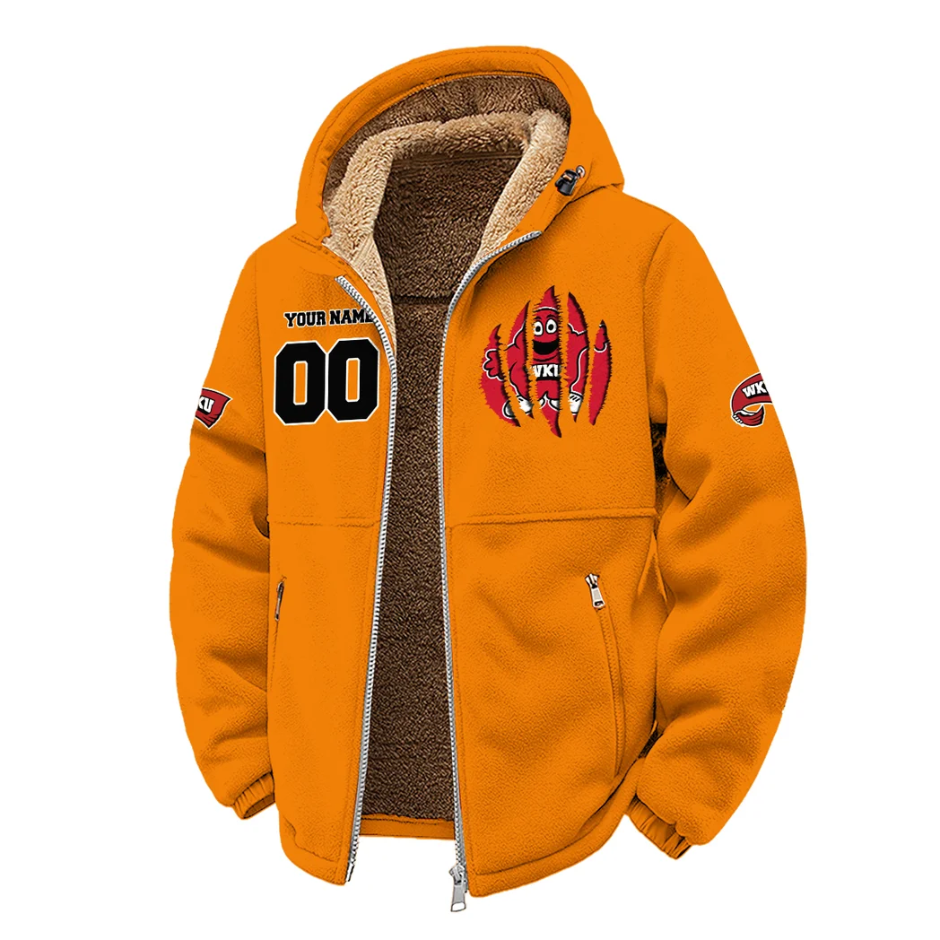 The WKU Elite Winter Fleece Jacket, Extreme Cold Fleece Coat HVN1449WK - Orange - Image 2