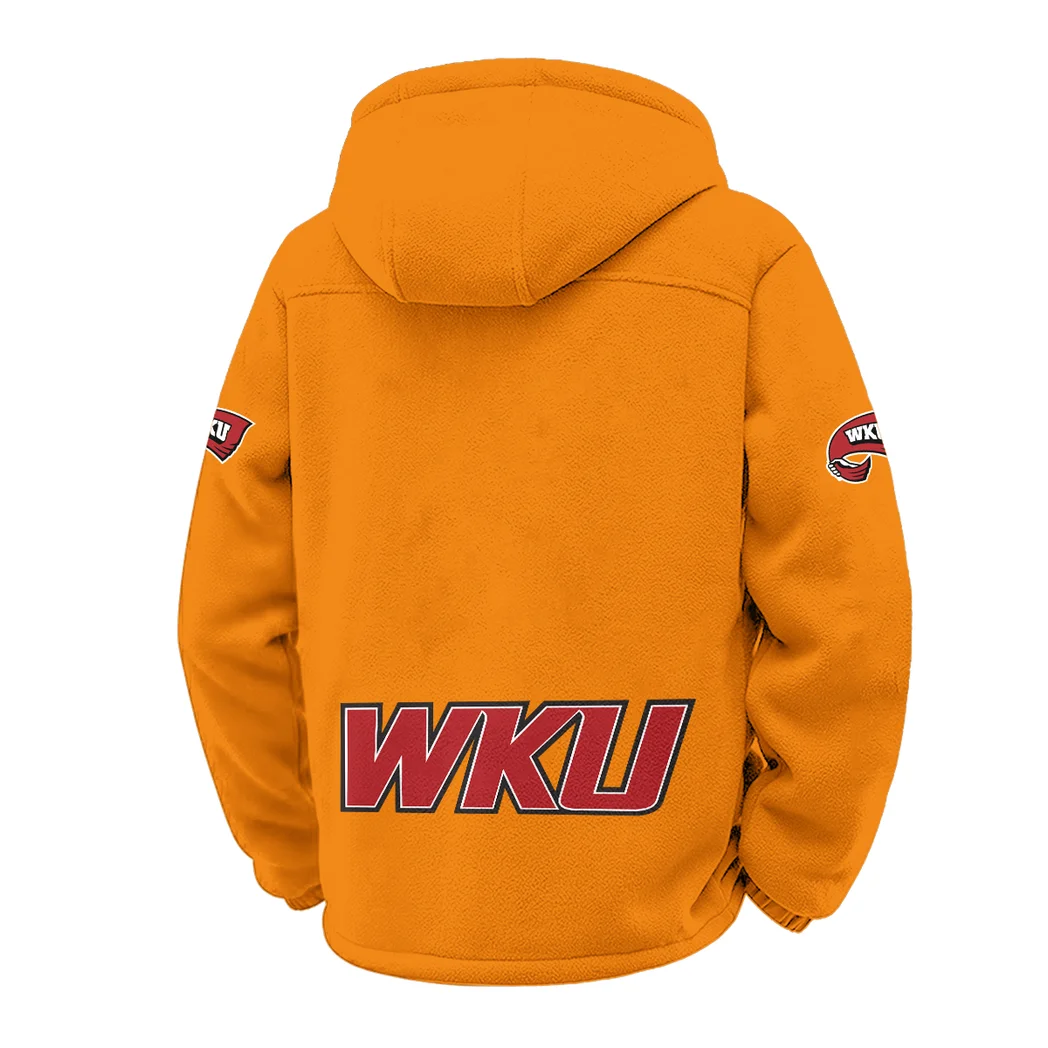 The WKU Elite Winter Fleece Jacket, Extreme Cold Fleece Coat HVN1449WK - Orange - Image 3