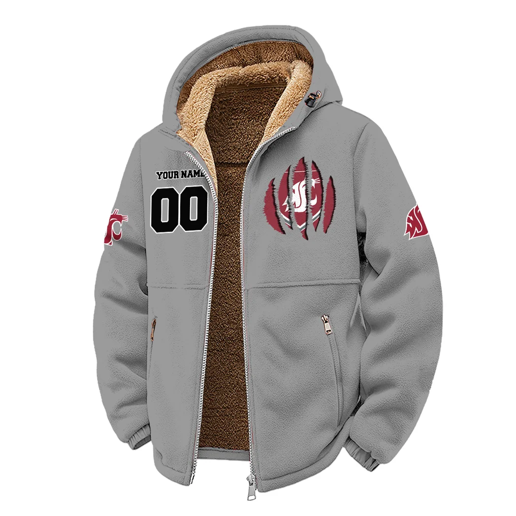 The WSU Force Winter Fleece Jacket, Insulated Sport Hoody HVN1449WS - Grey - Image 2