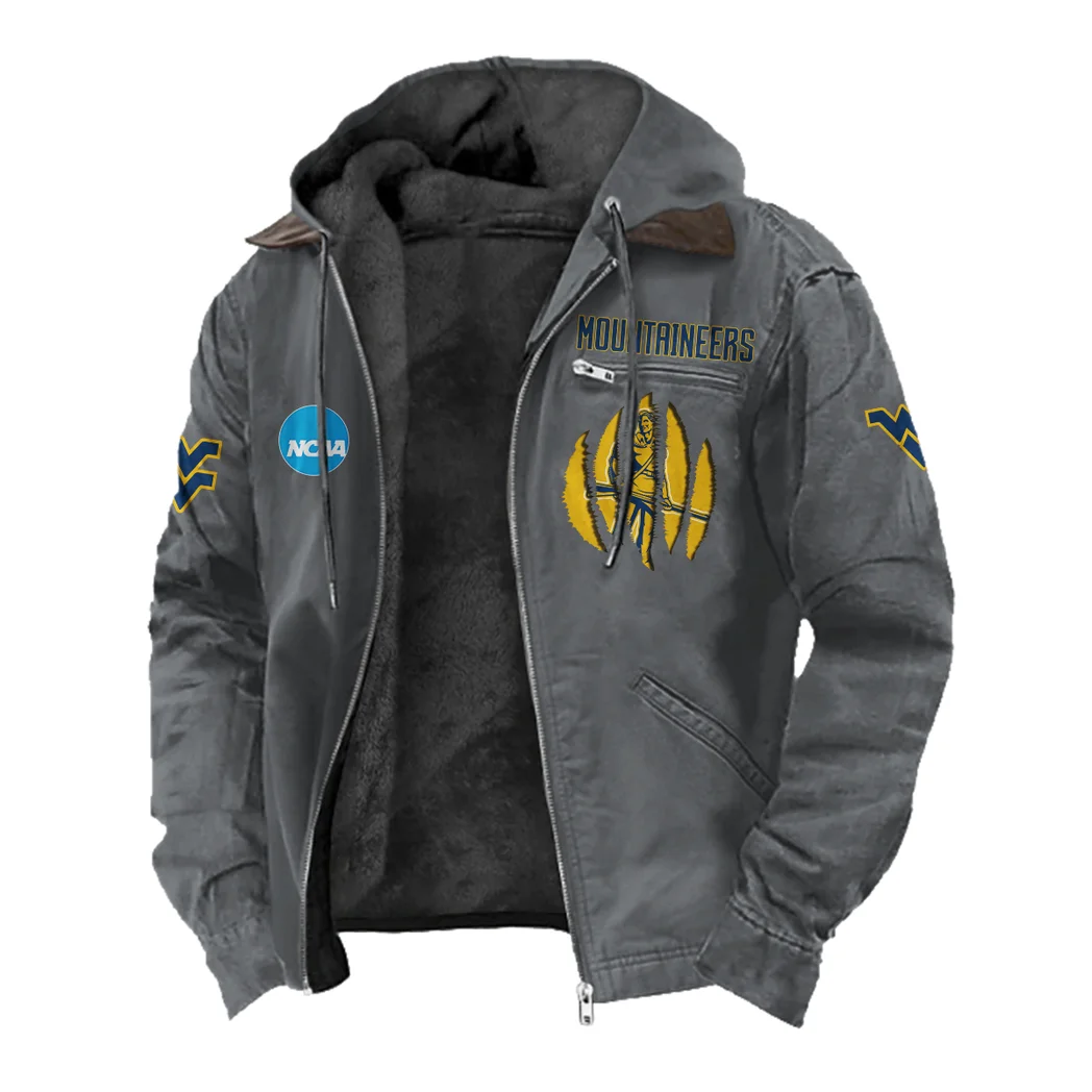 The WVU Power Flannel Hoodie, Loyal Supporter Sport Hoodie HVN1449WV - Gray - Image 2
