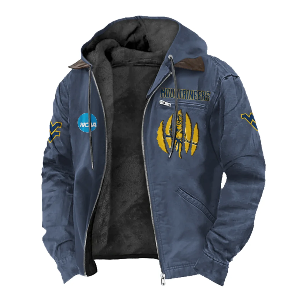 The WVU Power Flannel Hoodie, Loyal Supporter Sport Hoodie HVN1449WV - Navy Blue - Image 2