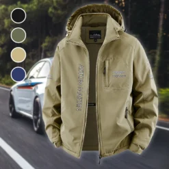 Luxury Supercar Fleece Windbreaker Jacket, Insulated Windbreaker Fleece HVN1450AM - Khaki