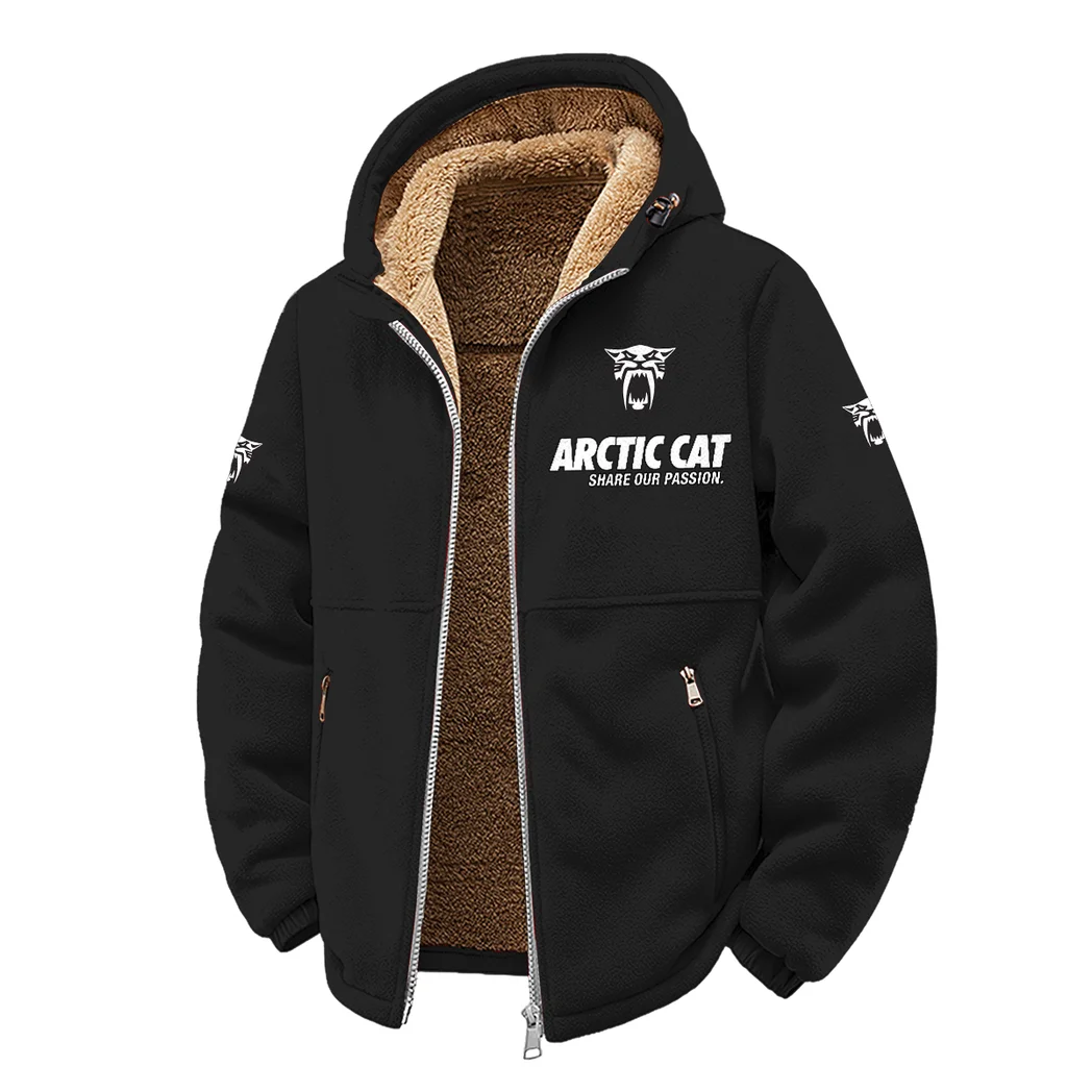 Snowmobile Brand Winter Fleece Jacket, Extreme Cold Fleece Coat HVN1450AR - Black - Image 2